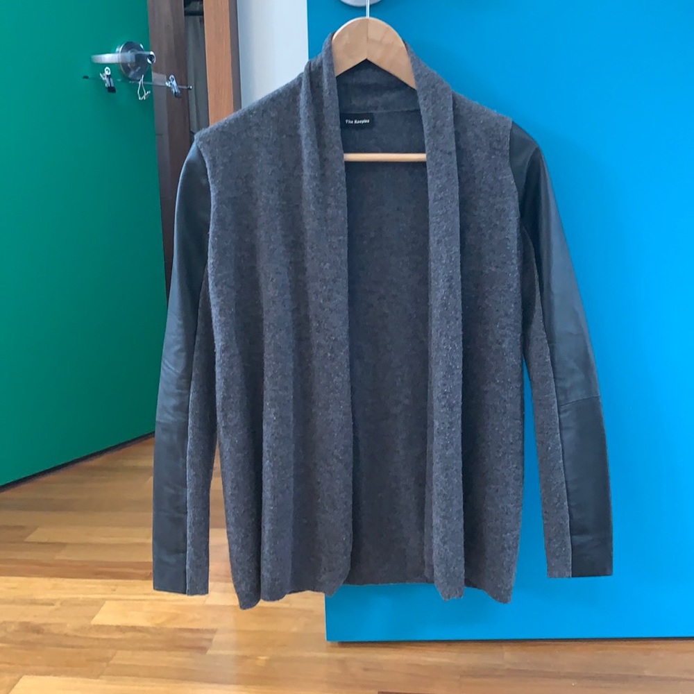 Kooples cardigan with leather sleeve detail